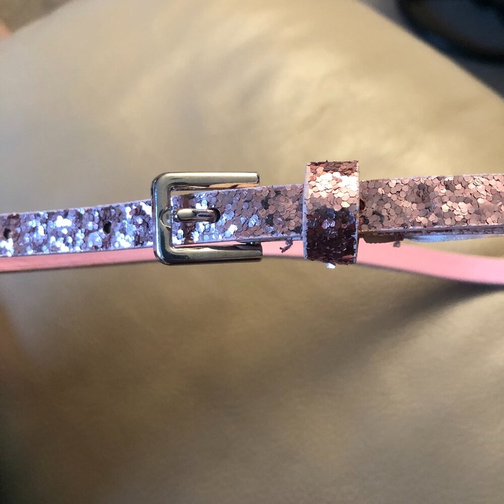 Children’s Place girls Champaign pink sparkly thin 1/4 inch belt - fits ages 4-7